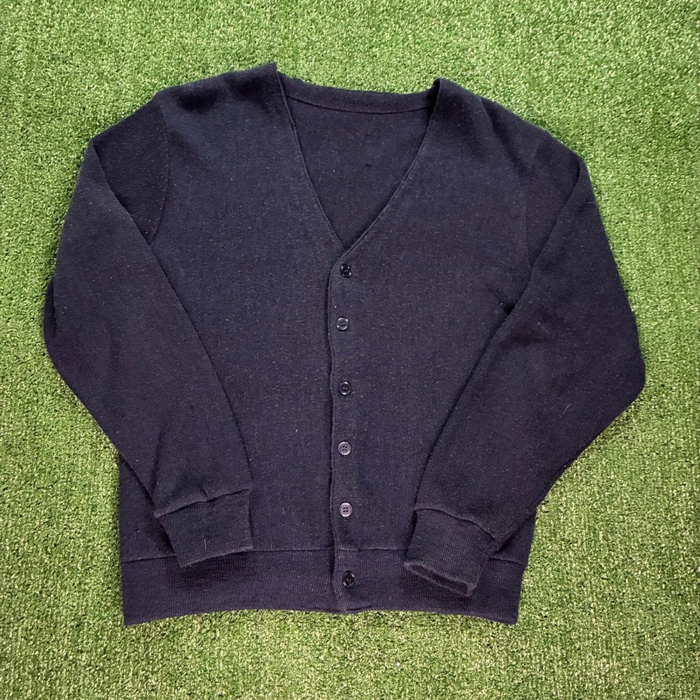 Vintage 70's Navy Blue Button Up Cardigan Sweater‎
